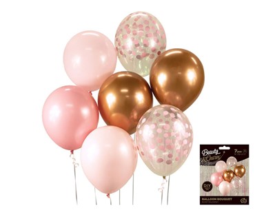 BB-RMD7 BALONSKI BUKET, RUŽIČASTA I BAKRENA BOJA, 7 kom