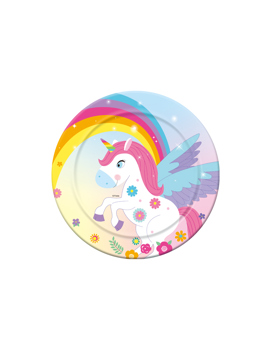 PF-TPTJ7 PAPIRNI TANJURI RAINBOW UNICORN 18 cm, 6/1