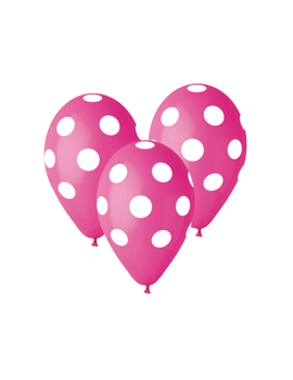 GS110-P157-07 BALON PINK S BIJELIM TOČ. 30cm 5kom