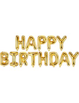FB6M-019 BALON FOLIJSKI HAPPY BIRTHDAY ZLATO 340x35cm