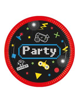 93770 PAPIRNI TANJUR GAMING PARTY 20cm 8/1