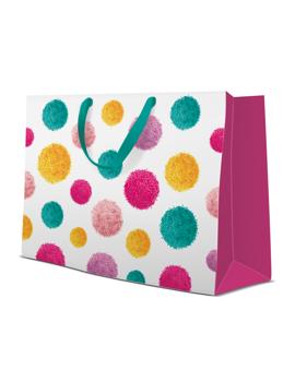 1024506 UKRASNA VREĆICA POMPOMS 33x26x13 cm