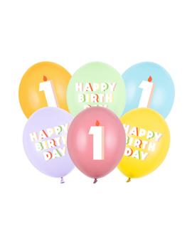 SB14P-351 BALONI MIX BROJ 1 I HAPPY BIRTHDAY, 30 cm