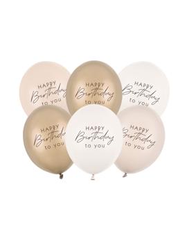 SB14P-341-013 BALON HAPPY BIRTHDAY BEŽ 30cm , 6kom