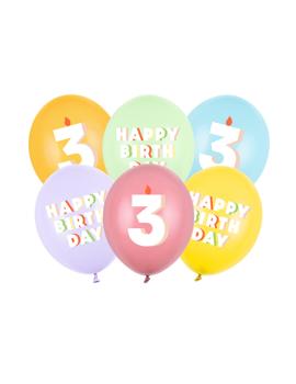SB14P-353 BALONI MIX BROJ 3 I HAPPY BIRTHDAY, 30cm
