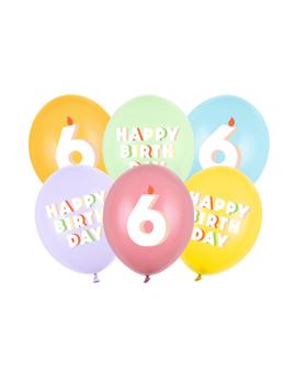 SB14P-356 BALONI MIX BROJ 6 I HAPPY BIRTHDAY, 30cm
