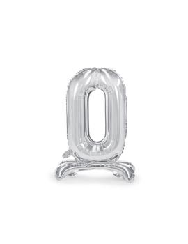 FB102M-0-018 FOLI BALON BROJ 0 STOJEĆI, SREBRENI, 70cm