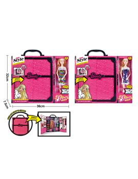 MKV084604 Fashion lutka s pokretnim zglobovima, dodatnom odjećom i torbicom.36x7x32cm*