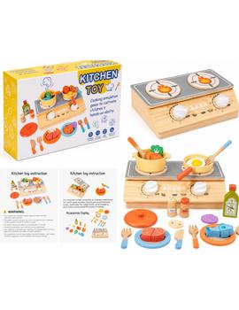 MKY362350 DRVENI KUHINJSKI SET S PLINSKIM ŠTEDNJAKOM I POSUĐEM 30x20x80 cm *