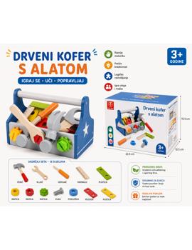 MKQ887463 DJEČJI DRVENI SET ALATA U PRAKTIČNOJ KOŠARI 22x12x15 cm *