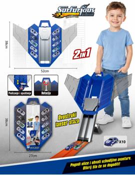 MKY131698 POLICIJSKI AVION S LANSIRNOM FUNKCIJOM I 10 METALNIH AUTIĆA 27x25x15 cm